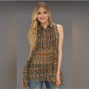 Free People After Dark "Garden" Floral Tunic